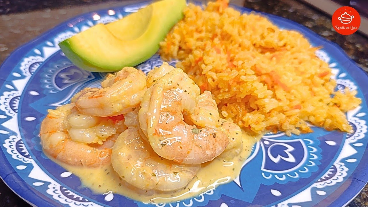 CAMARONES AL CURRY LIMÓN 🍋🍤 | y arroz de zanahoria, almuerza delicioso!!