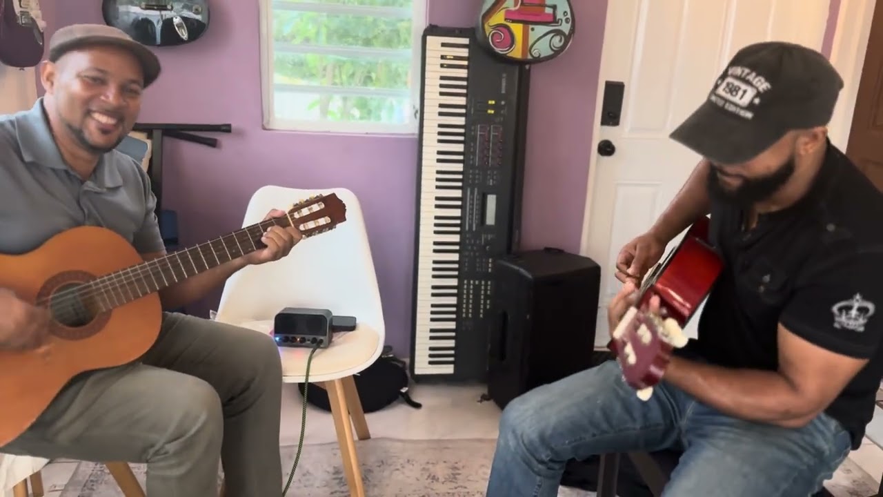 Little guitar conversation. Two of Antigua’s legends soloing over a simple progression. 