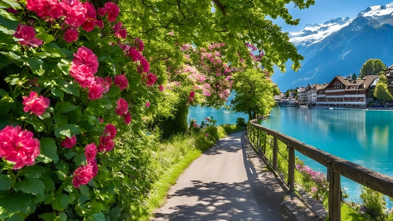 Peaceful Morning Walk in Swiss Town Interlaken Switzerland 🇨🇭Top Travel Destination