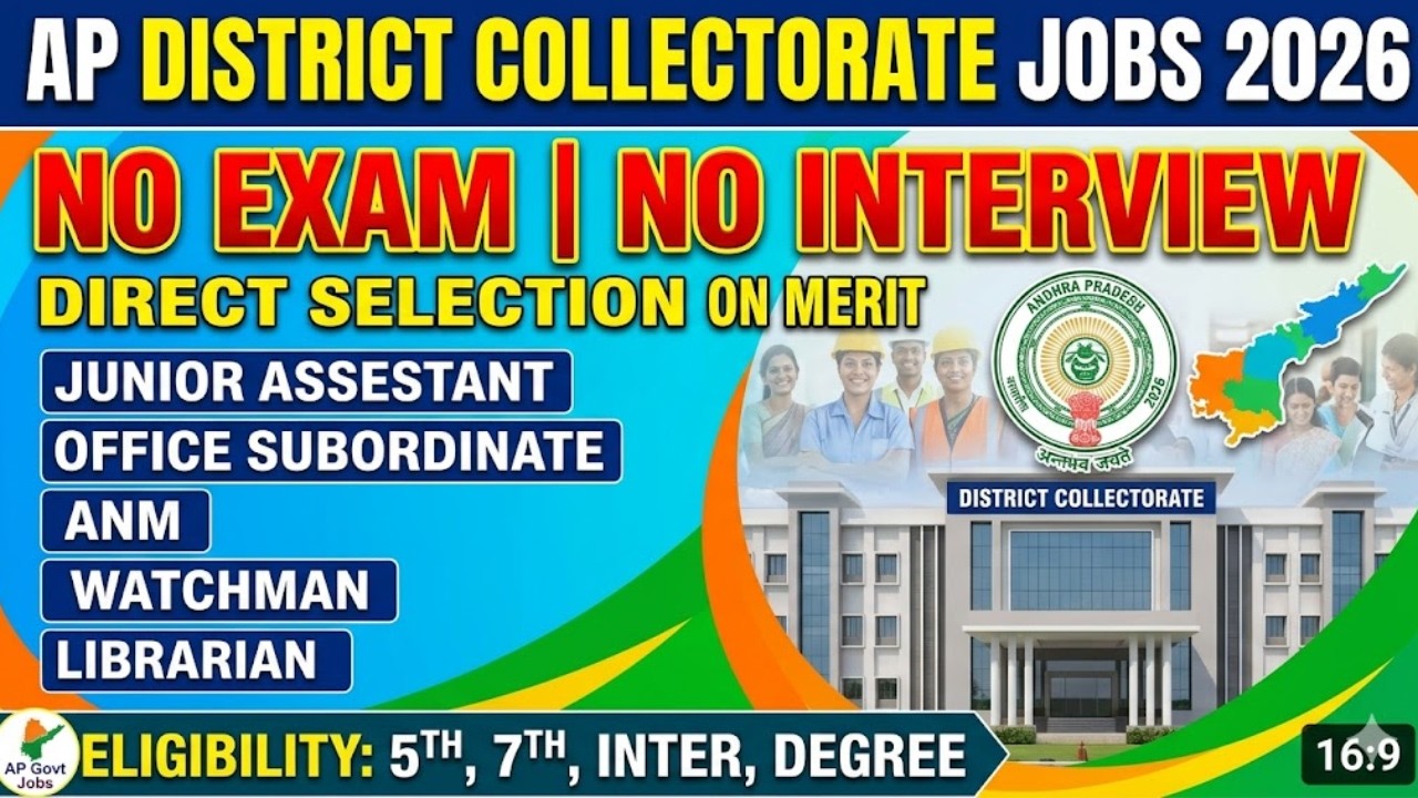 AP District Collectorate Jobs 2026 | No Exam ❌ No Interview ✅ Direct Merit Selection | Apply Now!