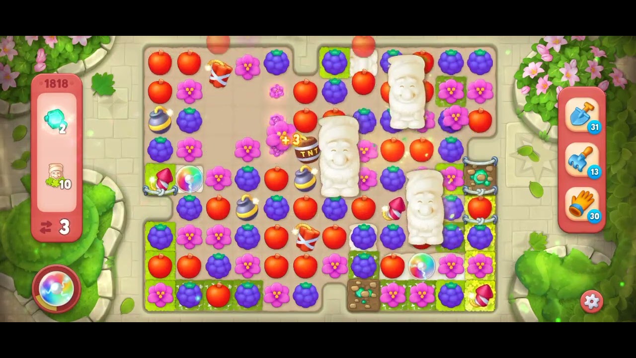 Gardenscapes Level 1818 [No booster] [Hard Level] #androidgameplay #powerseekers #gardenscapesgame