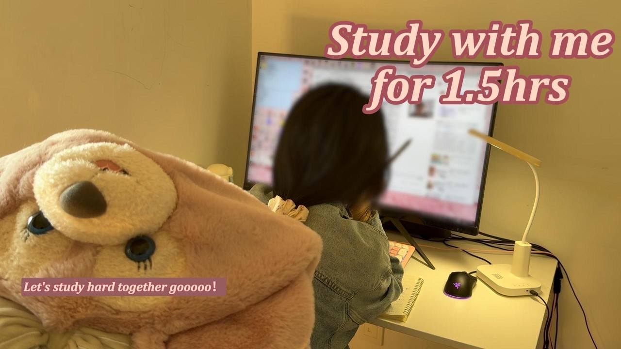 1.5HR STUDY WITH ME Cozy winter day 🎧 Peaceful music break⏱️  #study #studywithme #exam