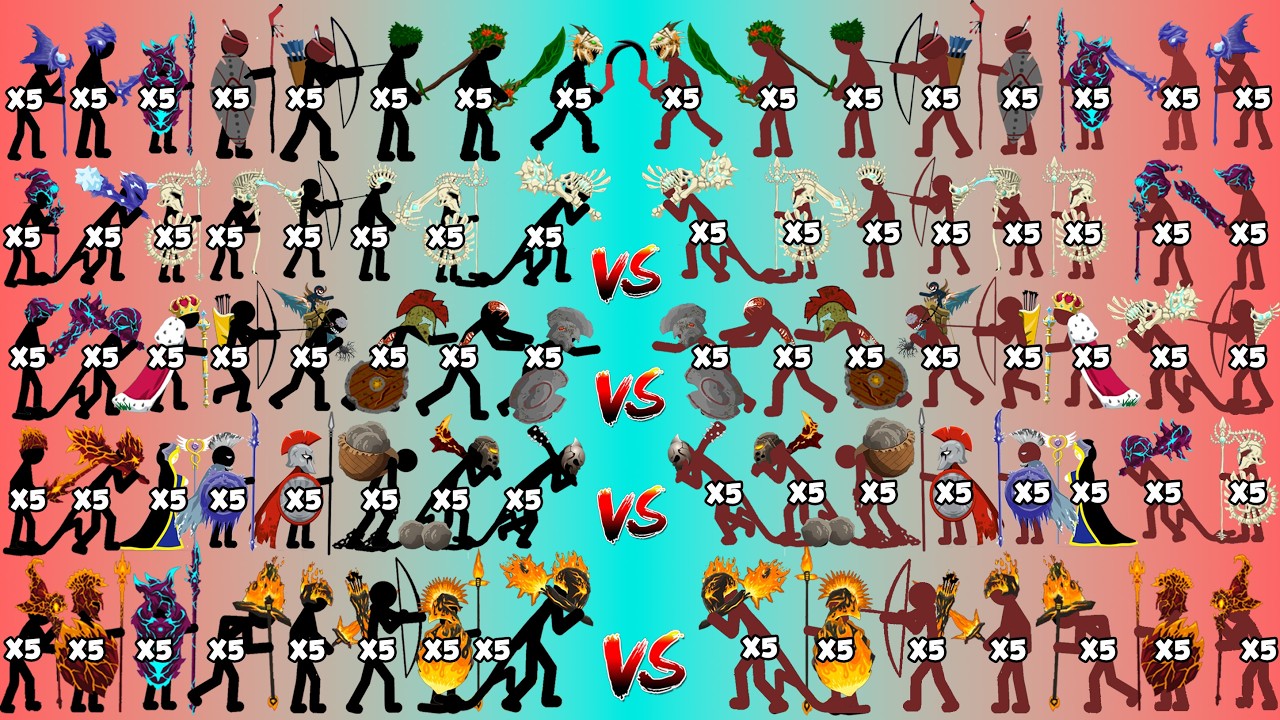 Black Vs Red All Stick Skins Units Army In Stick War Legacy - Who Will Win?
