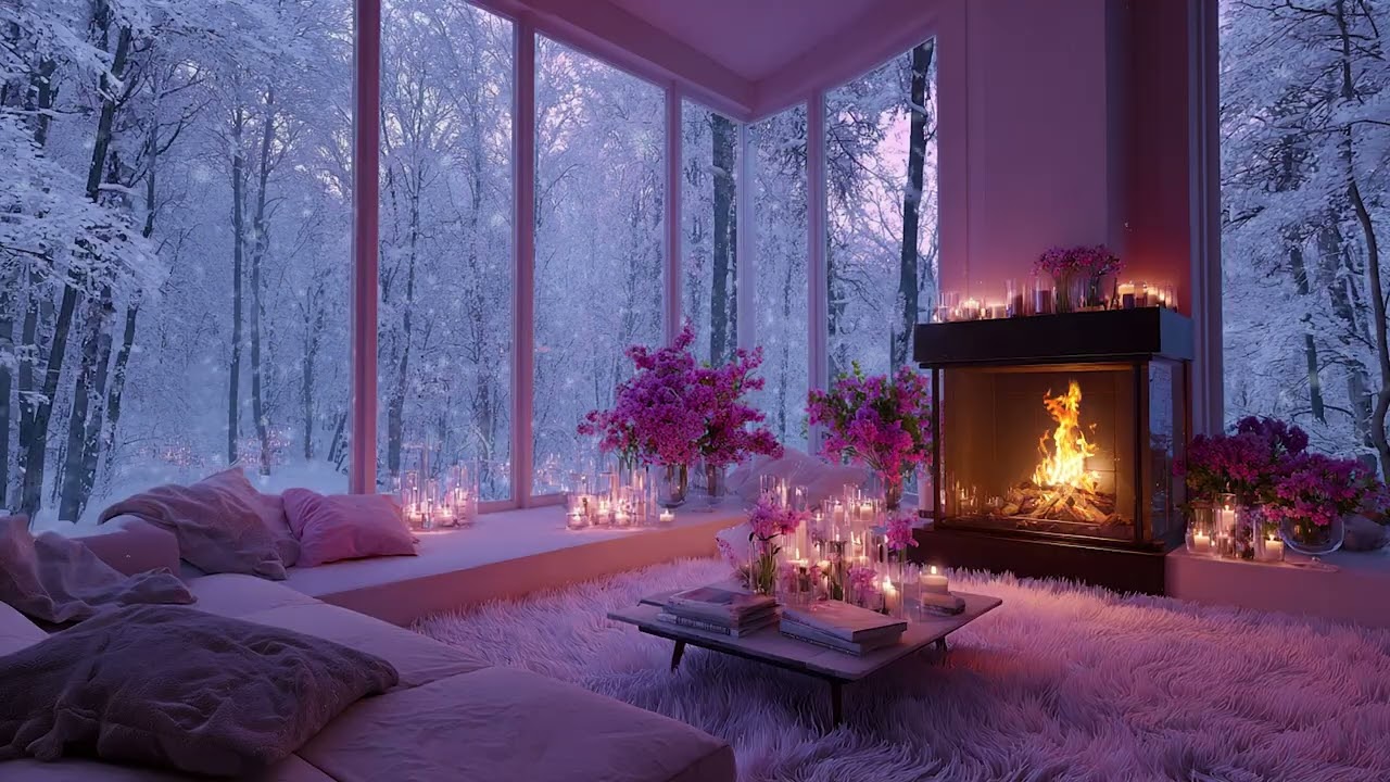 3 Hours Cozy Pink Bedroom Fireplace Sounds for Relaxation, Comfort and Peaceful Sleep 🔥🌸💗