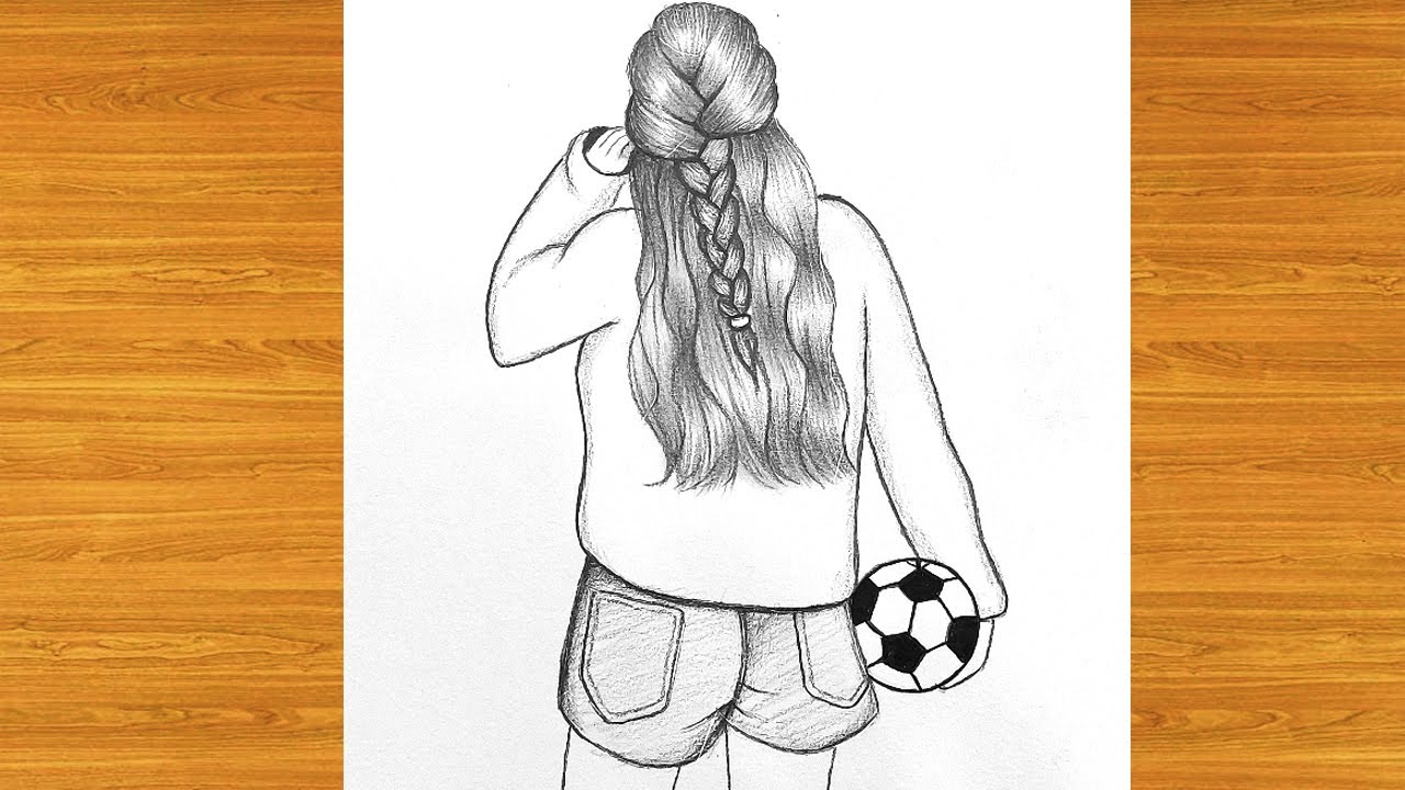تعليم رسم / رسم بنت تمسك كورة قدم بطريقة سهلة للمبتدئين / رسم بنات