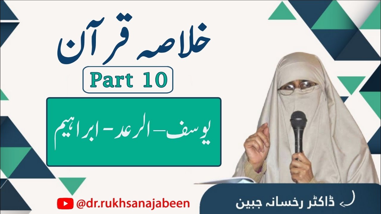 Surah Yusuf - Ar-Ra'd - Ibrahim | Khulasa-e-QURAN | Quran Summary in Urdu |Dr.Rukhsana Jabeen