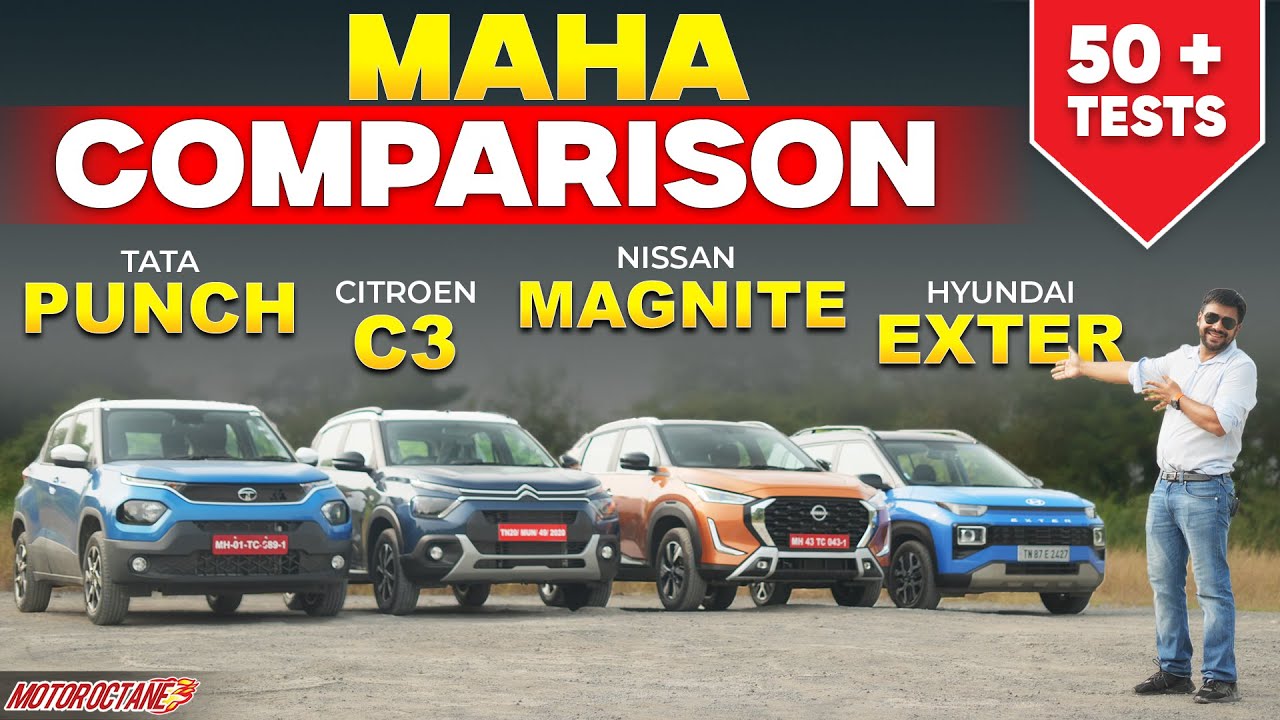 Tata Punch vs Nissan Magnite vs Hyundai Exter vs Citroen C3 - Maha Comparison