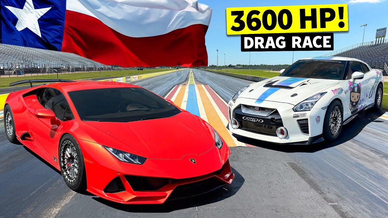 AWD Twin Turbo Drag Race Showdown! Lamborghini Hurácan EVO vs Nissan GT-R