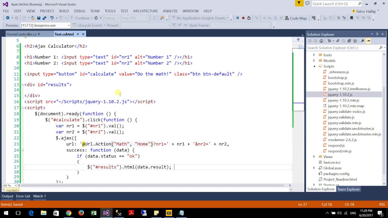 Ajax Calls in MVC using jQuery