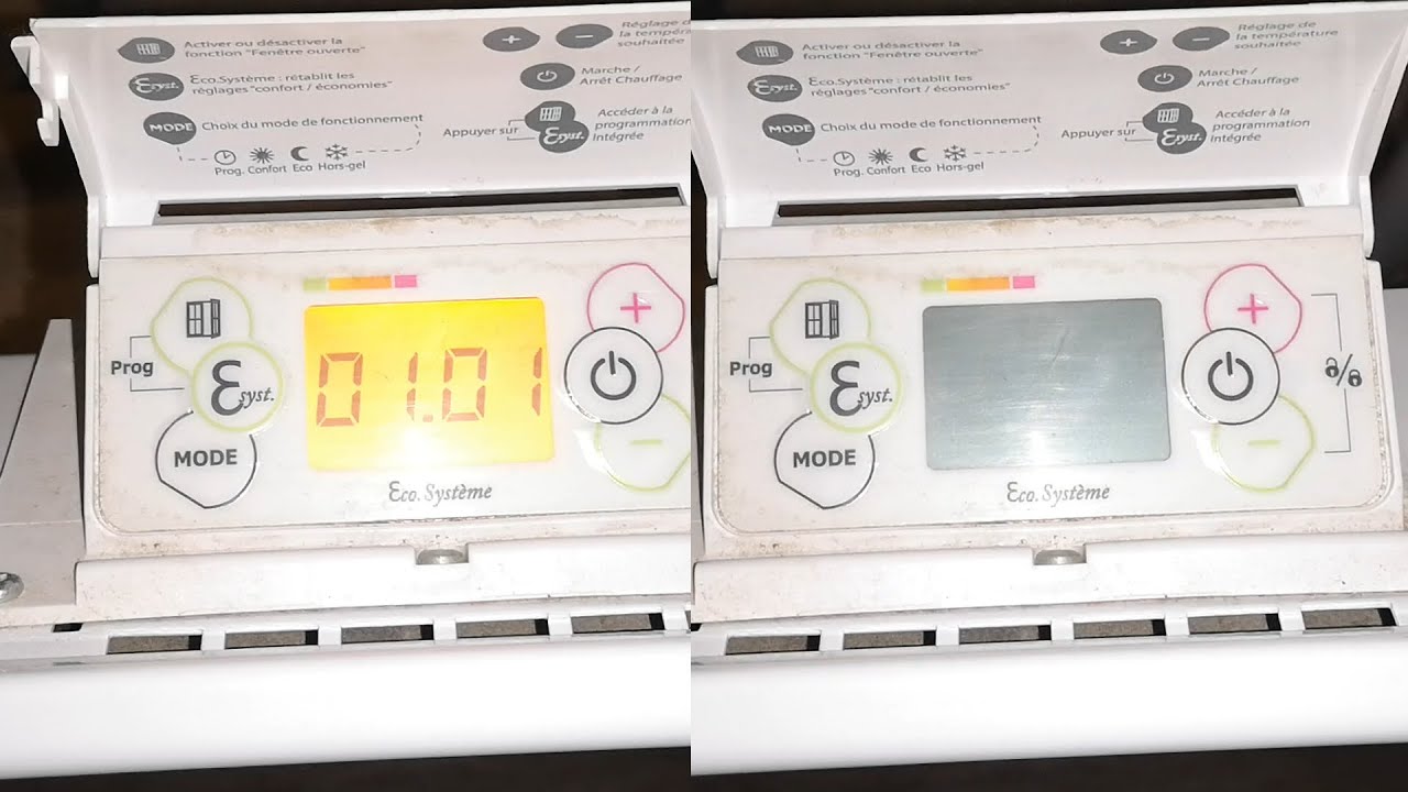 Radiateur à inertie s'allume 1 demi seconde puis l'écran orange s'éteint NOIROT KFN254.7.FDAJ
