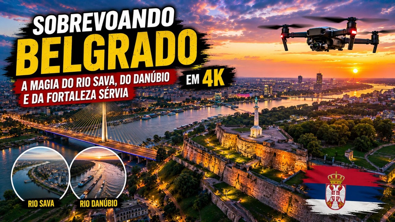 Sobrevoando Belgrado &ndash; A Magia do Rio Sava, do Dan&uacute;bio e da Fortaleza S&eacute;rvia em 4K