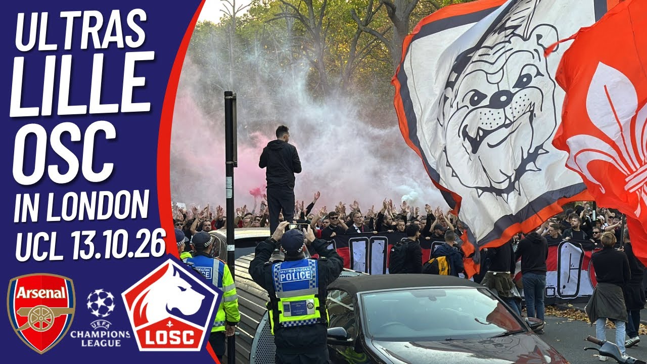 🇫🇷 ULTRAS LILLE OSC FANS IN LONDON 🔴⚪️🔥🧨 13.10.26 ARSENAL vs LILLE OSC CHAMPIONS LEAGUE #ultras 