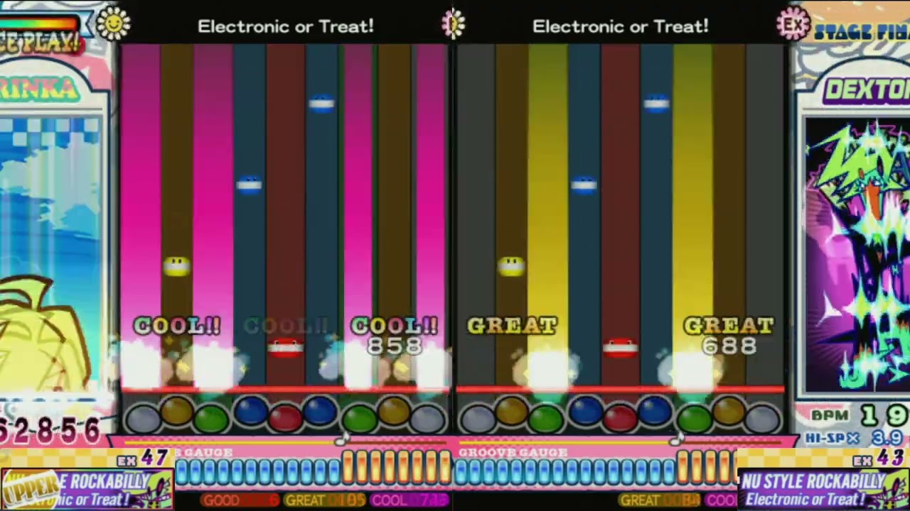 [pop'n music 通常/UPPER比較部] NUスタイルロカビリー/Electronic or Treat!  EX 正規比較