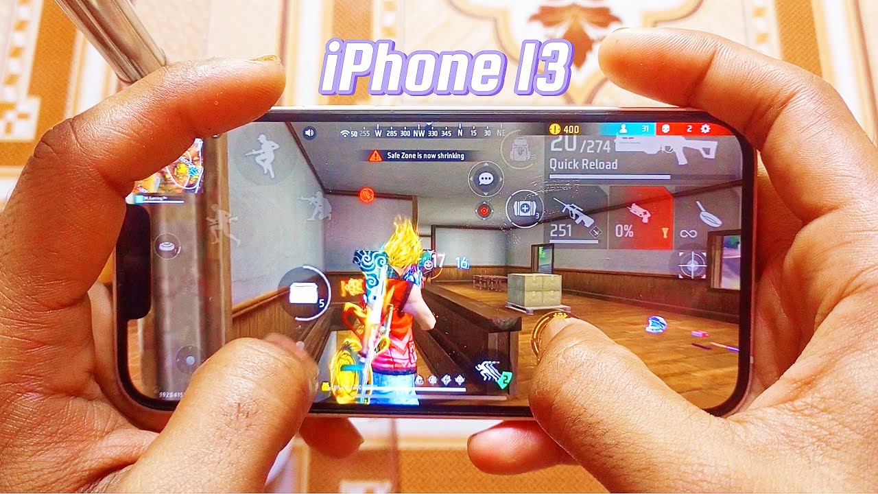 iPhone 13 Free Fire Gameplay HANDCAM ⚡️ solo vs squad !!!