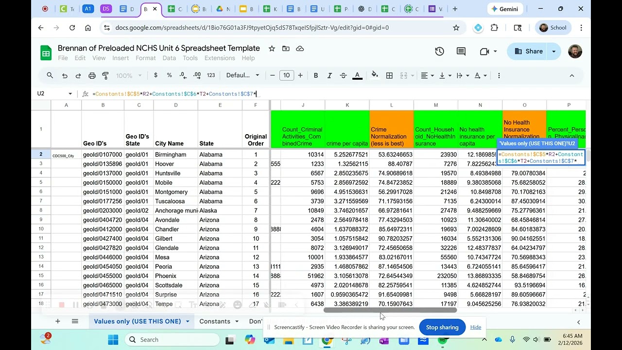 Constants and Weighted Ranking Model
