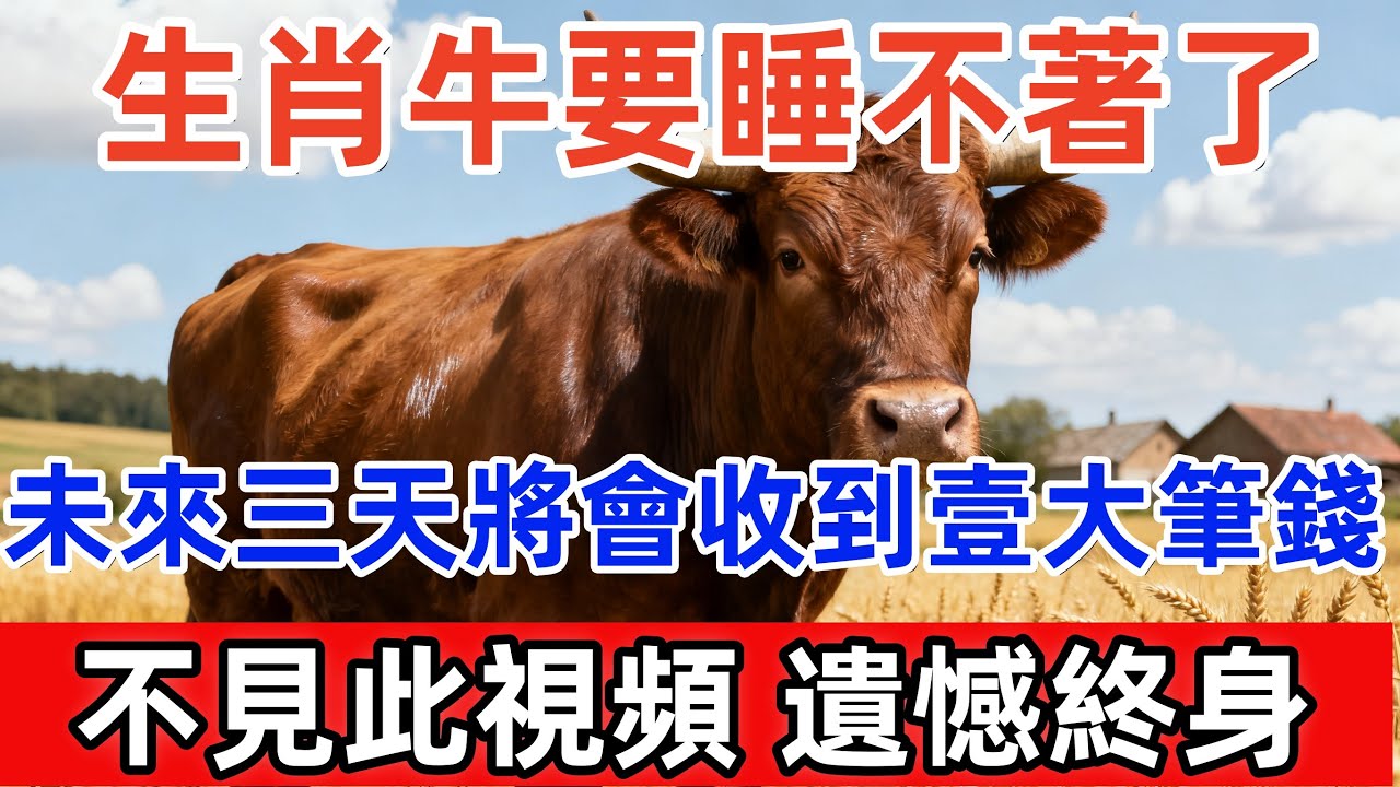生肖牛要睡不著了，未來三天妳將會收到壹大筆錢，此生再無經濟負擔！家有屬牛的請接財！不見此視頻，遺憾終身！#尘缘 #风水 #佛教 #易经 #佛法 #佛陀 #佛學