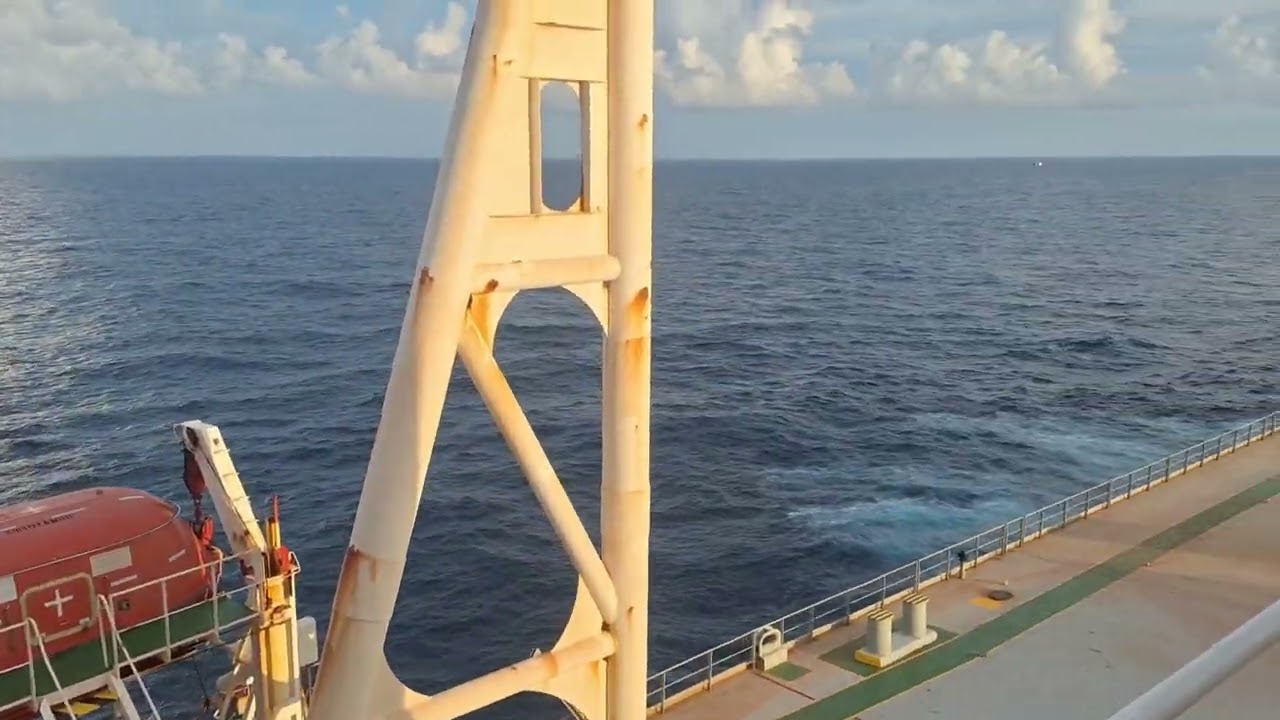 VLOC bulk carrier sailing across south atlantic ocean 