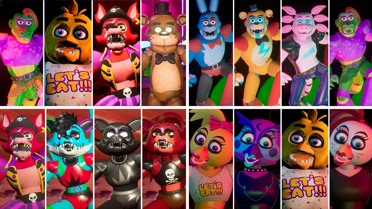 ALL ANIMATRONICS WITH ALL MODS COMPILATION – FNAF Security Breach