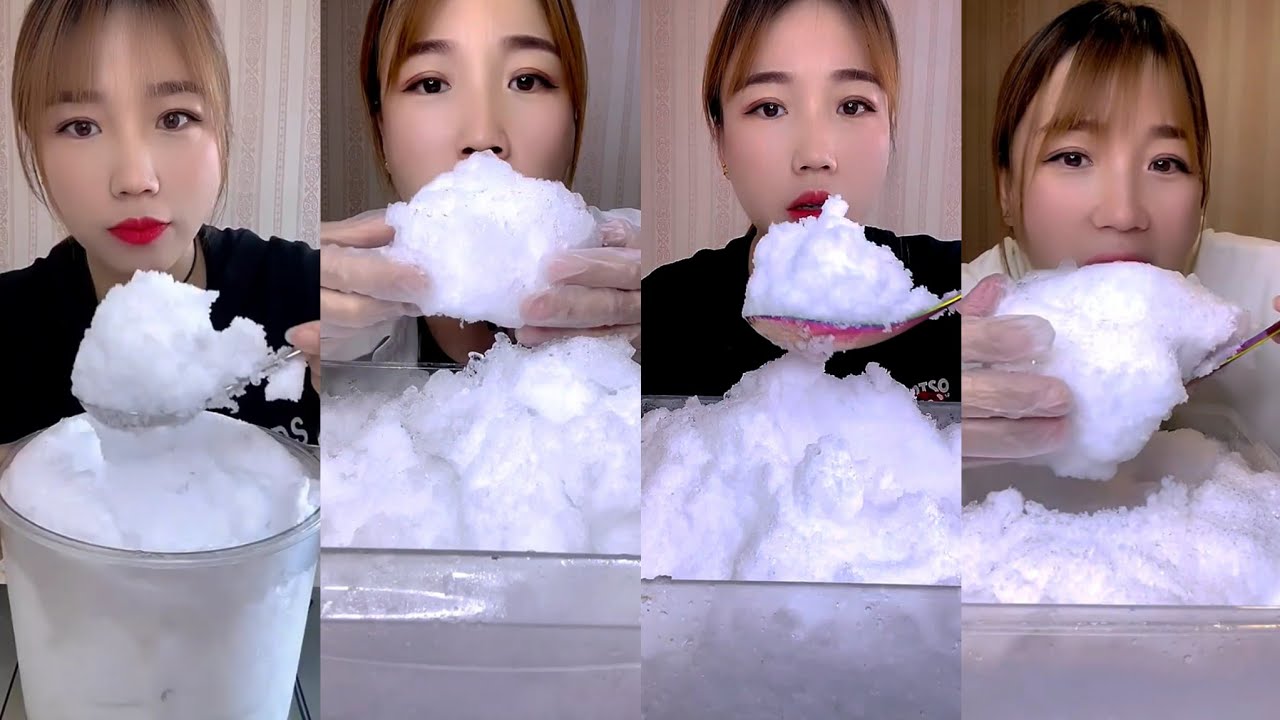 ASMR her white ice eating only bites