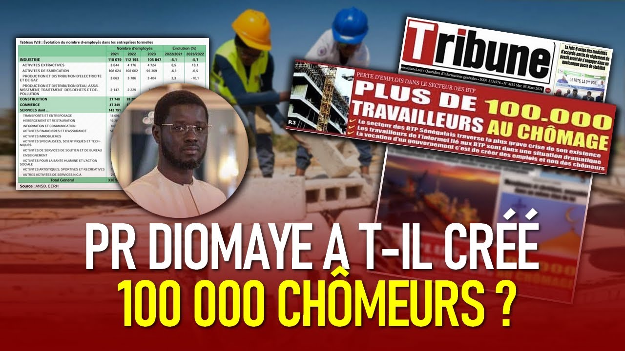 100 000 chômeurs la Pr Diomaye Créer, selon Journal Tribune - Vérification avec Boury Diakhate