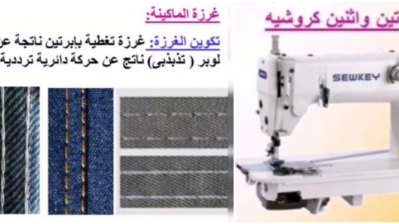 @شرح ماكينة السلسلة بإبرة واحدة وإبرتين للصف الأول تعليم مزدوج والثاني عام برنامج فني ملابس 