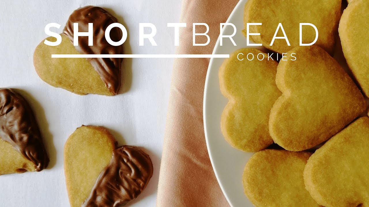 Heart Shaped Shortbread Cookies - half coated in chocolate