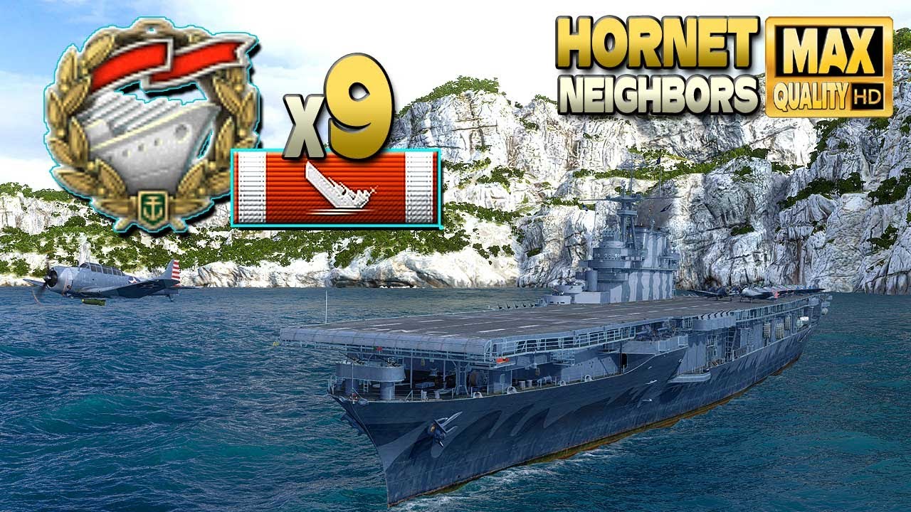 Авианосец Hornet: уничтожено 9 кораблей и одиночный воин - World of Warships