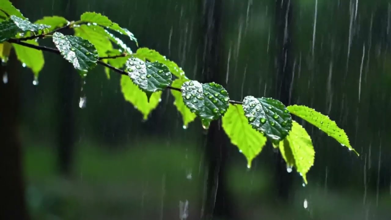 Relaxing Rain on Green Leaves 🌧️ | Nature Sounds for Sleep, Study & Stress Relief (4K)