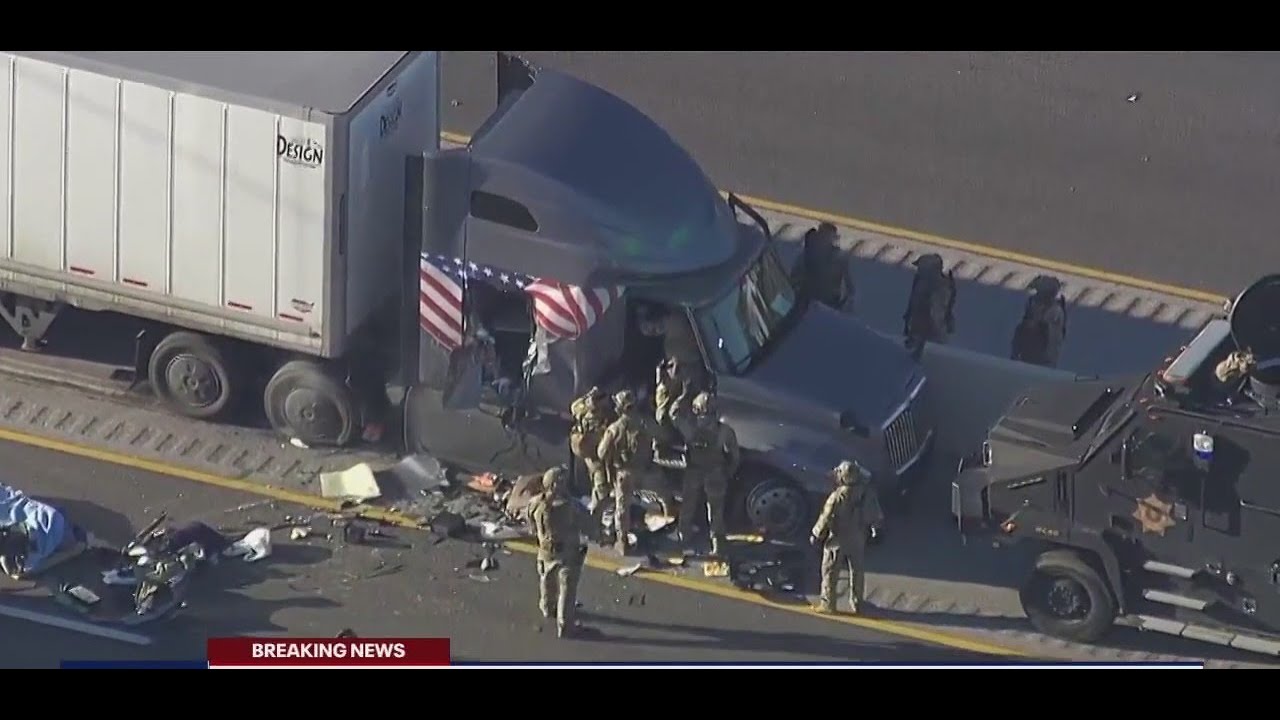 Caught on Camera! Intense 18-Wheeler chase ends as SWAT team extracts driver