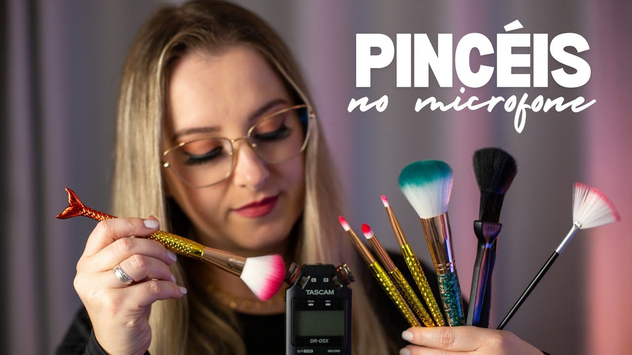 ASMR COM MUITOS PINCÉIS NO MICROFONE | BINAURAL | SONS NO TASCAM | MIC BRUSHING | SONS PARA DORMIR