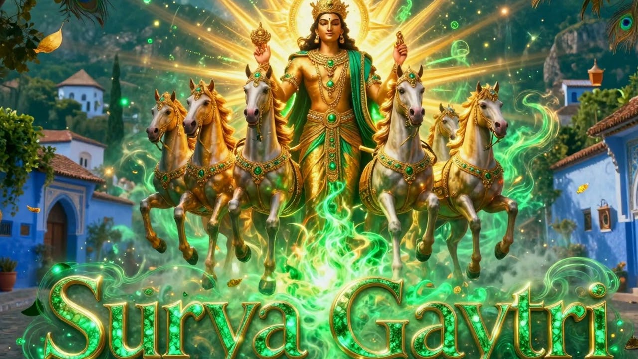 Surya Gayatri Mantra for Prosperity ✨ Lord Surya in Blue Chefchaouen