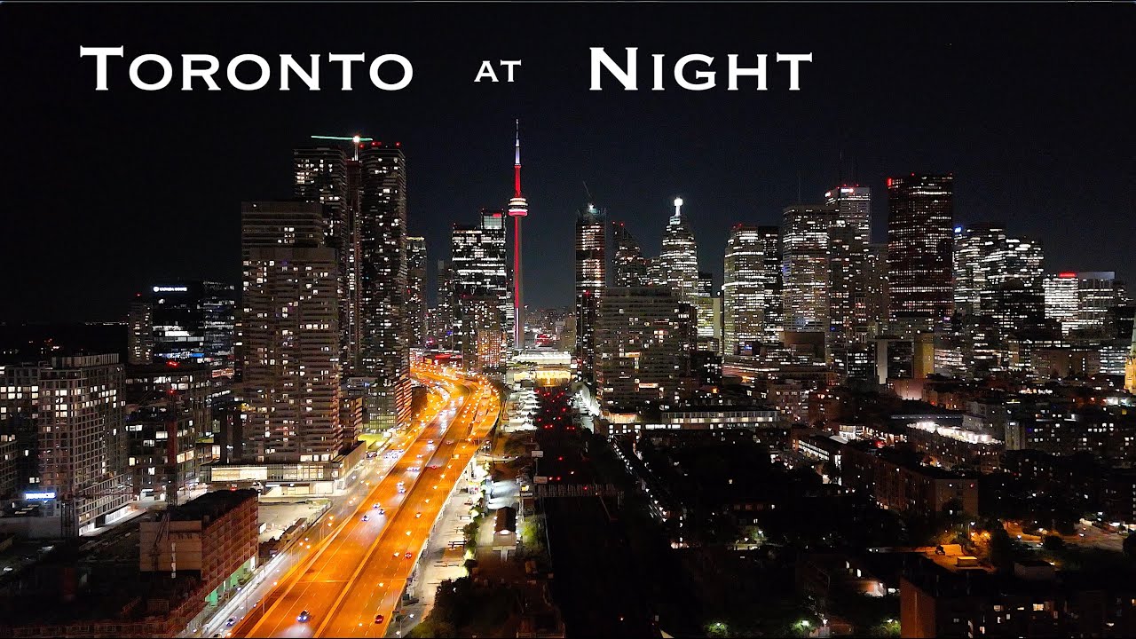 Toronto at Night - DJI Mini 4 Pro - Cinematic drone flight - 4K