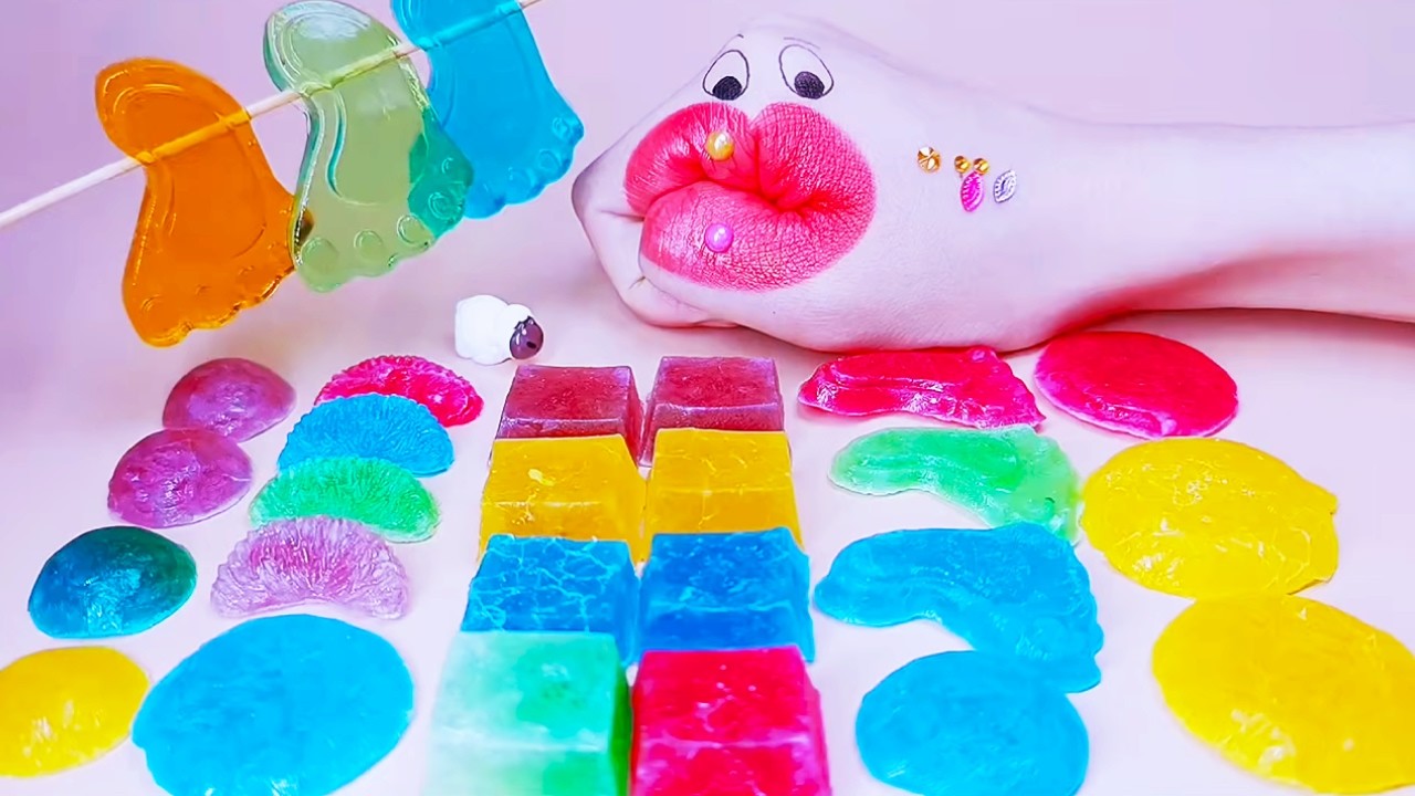 ASMR Convenient to eat two-dimensional snacks, children's food 🍦🍧🍸🍬 #snacks #candy #sweet #fun