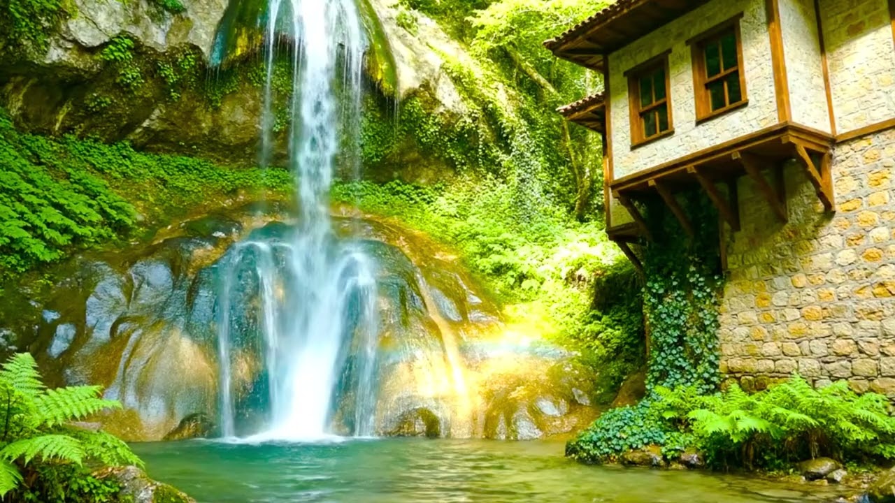 4K 30-minute relaxing video of ney (Turkish flute) sounds and waterfall visuals | Ad-free