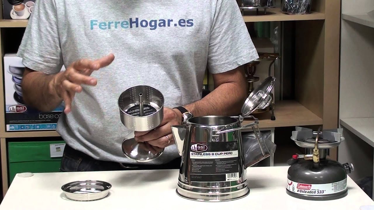 Cafetera 8 Tazas Campfire Acero Inox 1,1L GSI.Para grandes grupos.