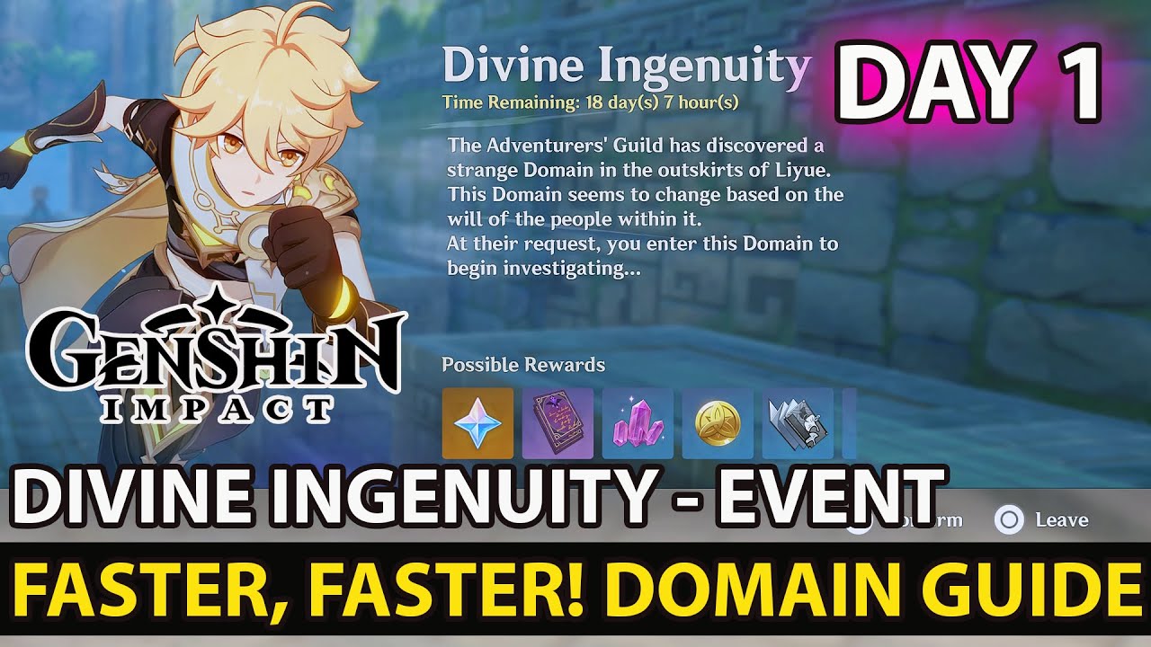 Genshin Impact - How To Complete Divine Ingenuity Event - Day 1 Faster, Faster! Domain Guide