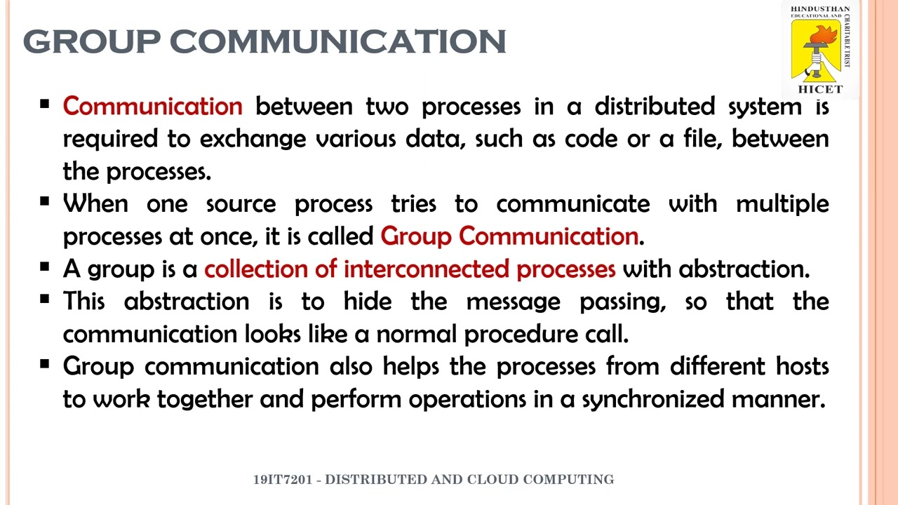 Distributed and Cloud Computing - Group Communication