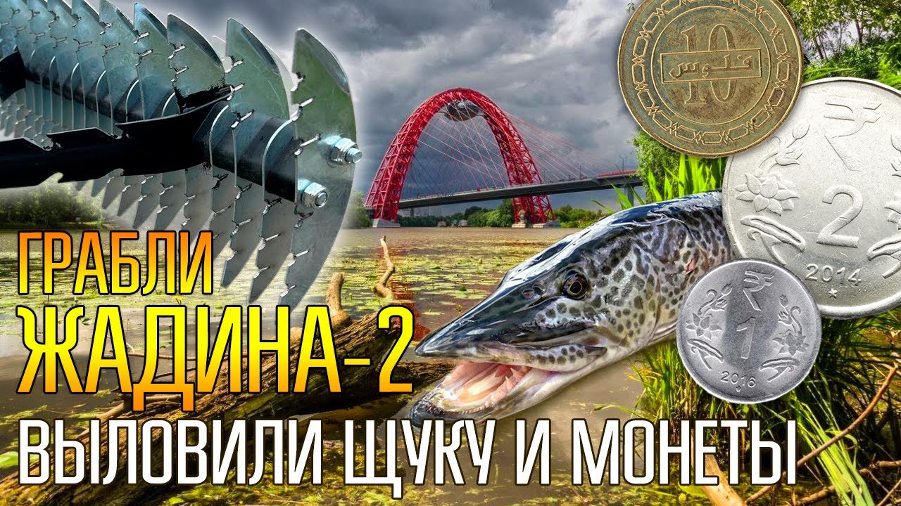 ПЛЯЖНЫЕ ПОИСКОВЫЕ ГРАБЛИ ЖАДИНА 2 ПРОТИВ МАГНИТА ☾☼ Выловили большую щуку и ценные монеты в реке