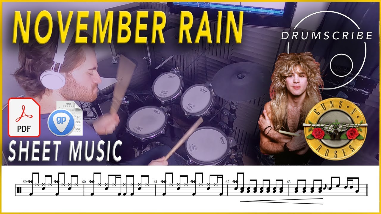 November Rain - Guns N' Roses | DRUM SCORE Sheet Music | #26 DRUMSCRIBE