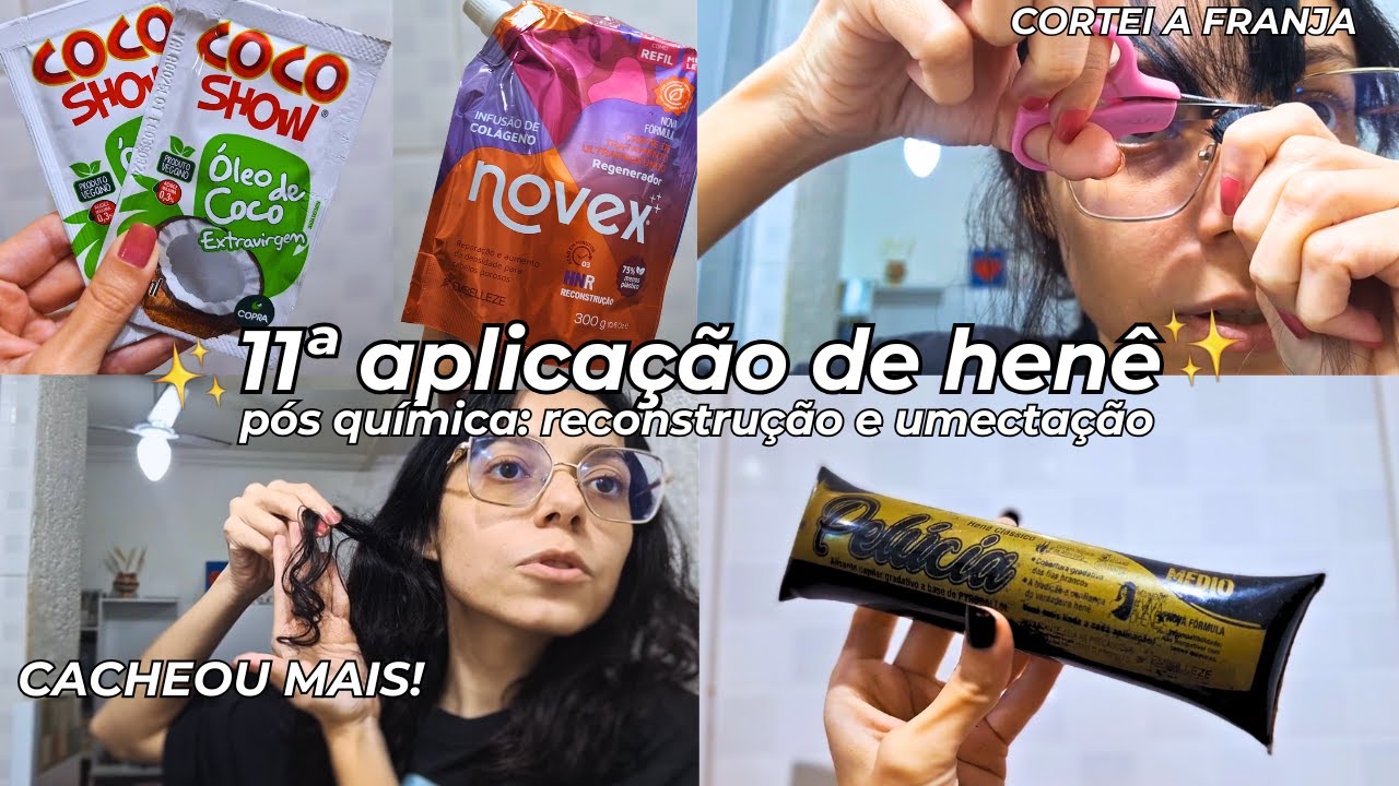 Meu cabelo CACHEOU MAIS com henê😱Resultado 11ª aplicação henê pelúcia médio + tratamento pós química