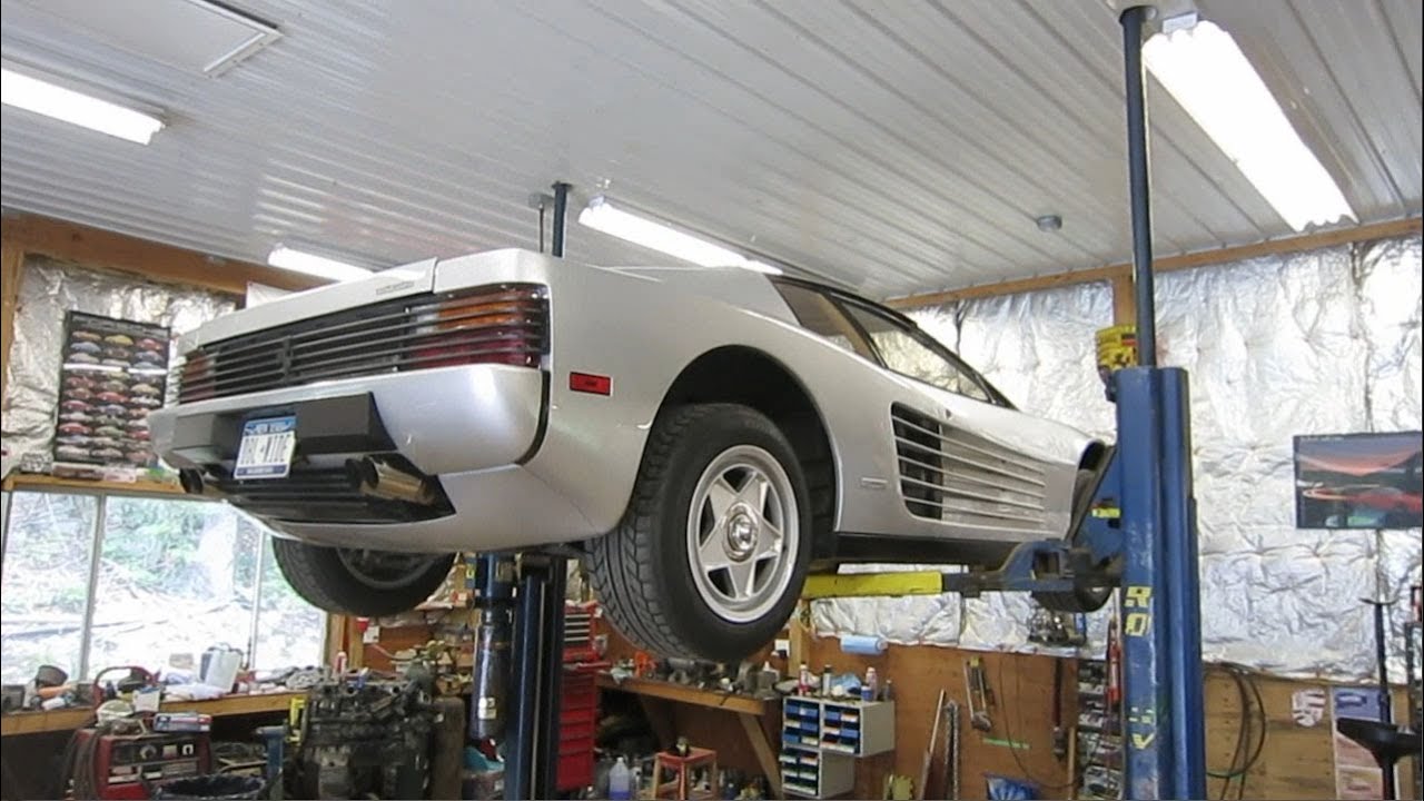 A look at the underside of a 1986 Ferrari Testarossa