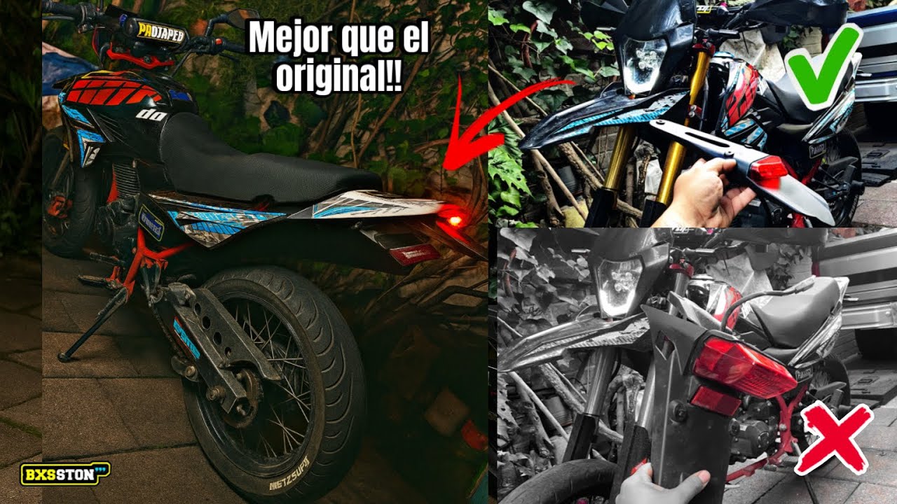SALPICADERA CON STOP LED!! Así se ve en una Dm 200 (Luz de freno para enduro o motocross)