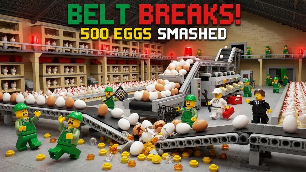 LEGO Egg Farm Collector Belt Breaks - 500 Eggs Smashed on Floor! 🥚💥 LEGO CITY