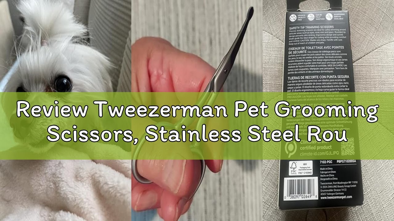 Review Tweezerman Pet Grooming Scissors, Stainless Steel Rounded Tip Trimming Shears for Dogs and Ca