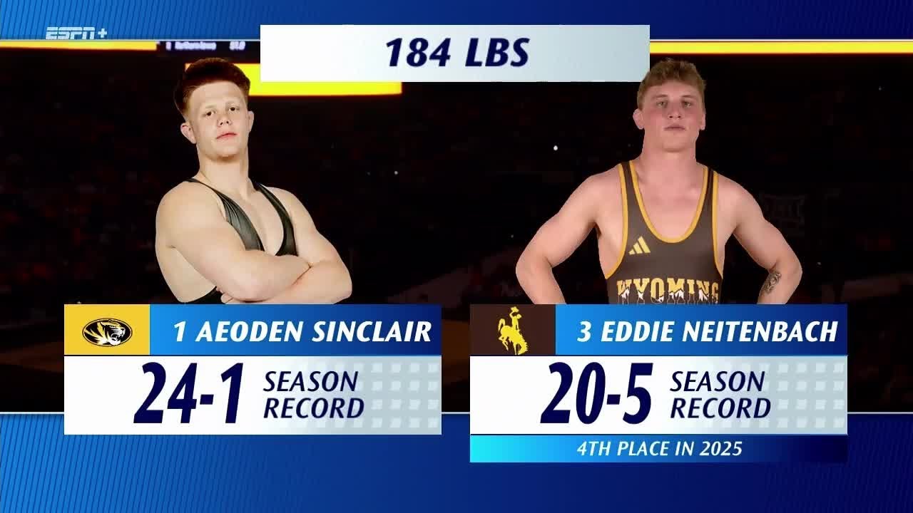 Aeoden Sinclair vs Eddie Neitenbach 184lbs FULL MATCH Big 12 Wrestling Championship pres by Allstate