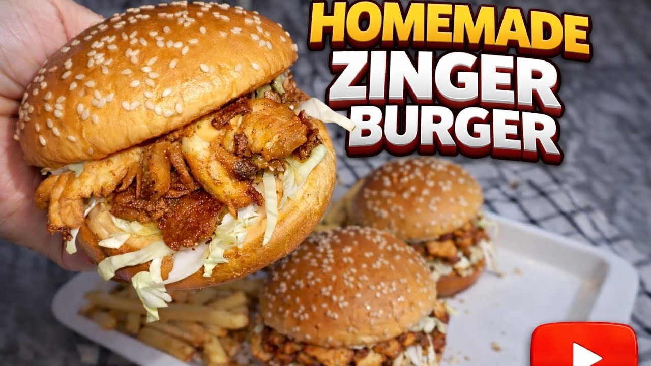 Zinger burgers at home by mahaskitchen6477 #burger #cooking #food 