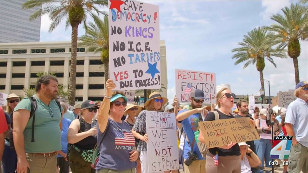 Hundreds protested around Jacksonville during 'No Kings' demonstrations; no arrests, injuries