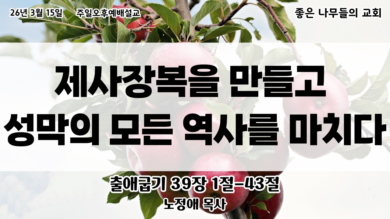 26년 3월 15일 주일오후예배 