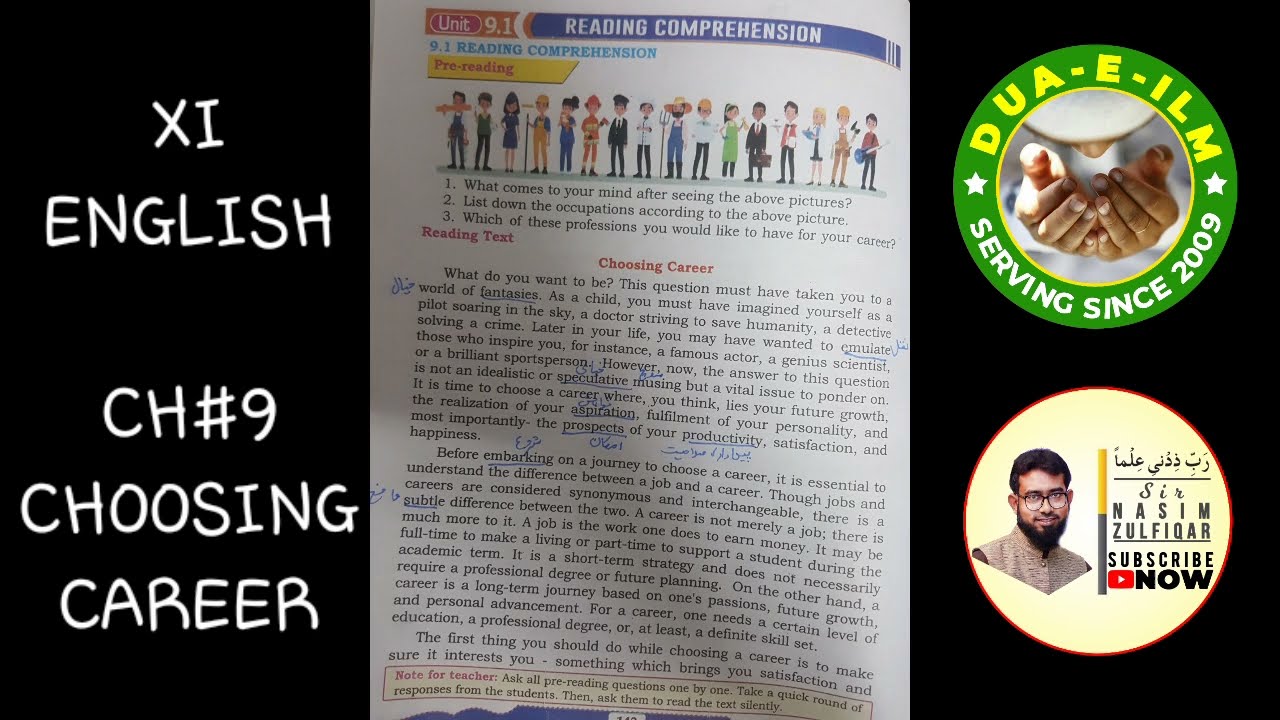 XI English New Book | CH#9 | Choosing Career