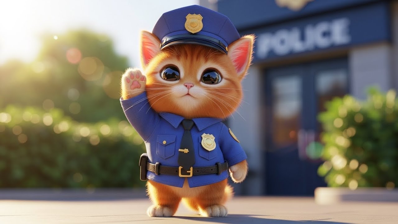 Ginger Kitten's Life Journey! 🐱 From Baby to Police Officer 👮‍♂️